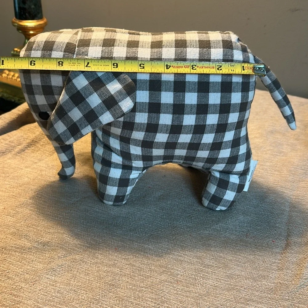 Creative Co-Op gray cotton Gingham Elephant 🐘 doorstop